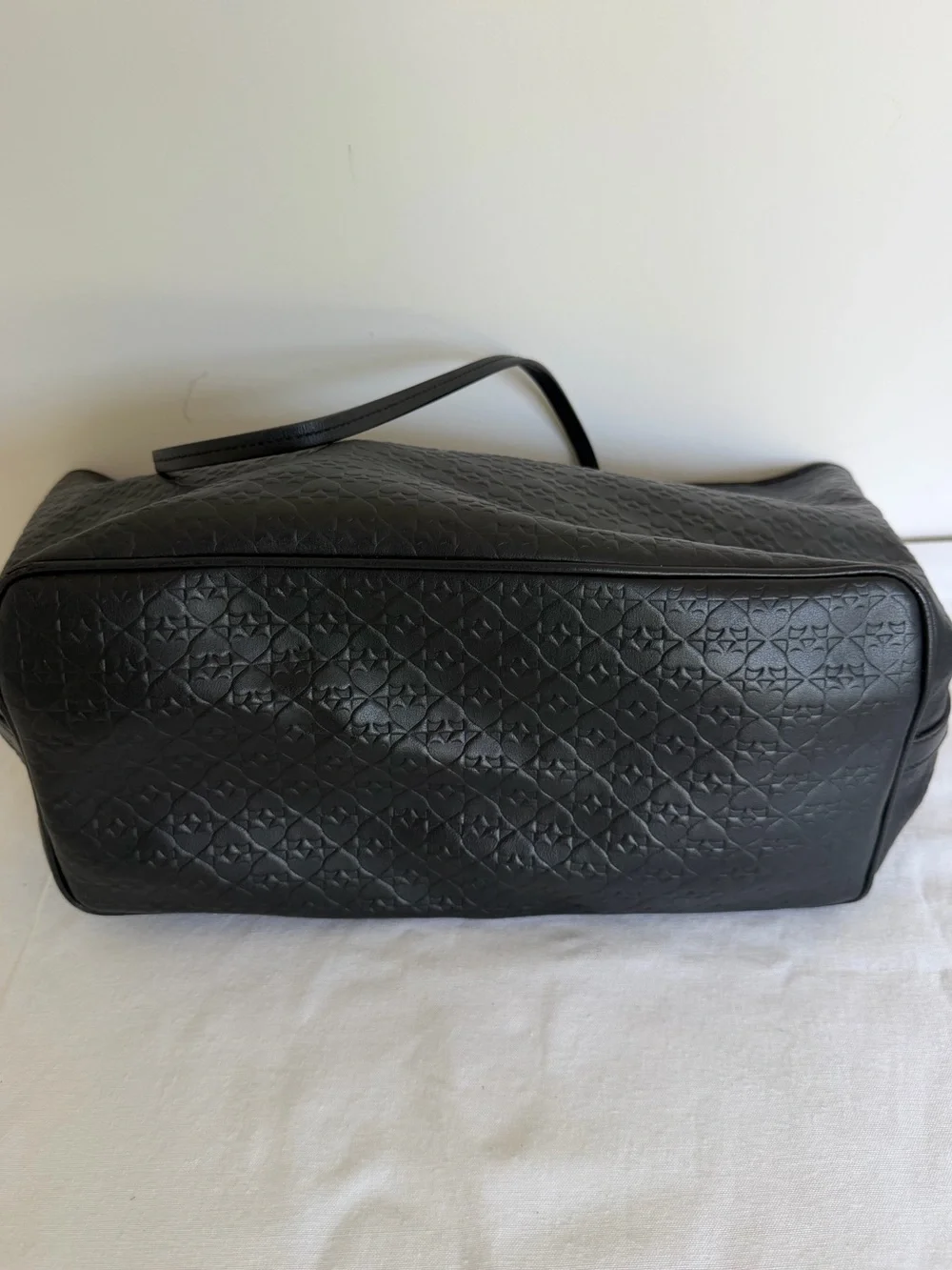 Kate Spade Black Embossed Leather Large Zip Top Tote Bag